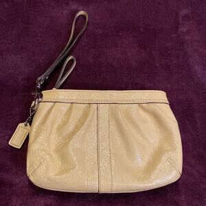 Coach Ivory Yellow Patent Leather Wristlet Purse